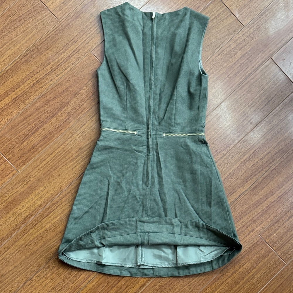 H&M Olive Green Mini Dress with Zipper Accents size 4 - Picture 5 of 7